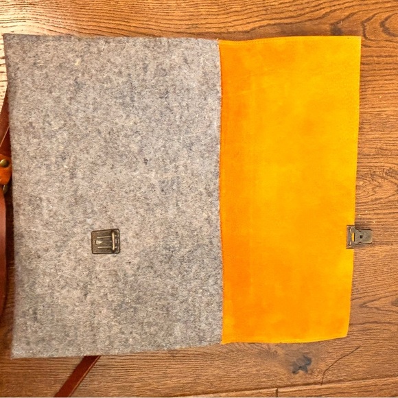 Messenger Leather Felt Brown and Gray Crossbody Bag Envelopes Style Unbranded - Picture 11 of 12